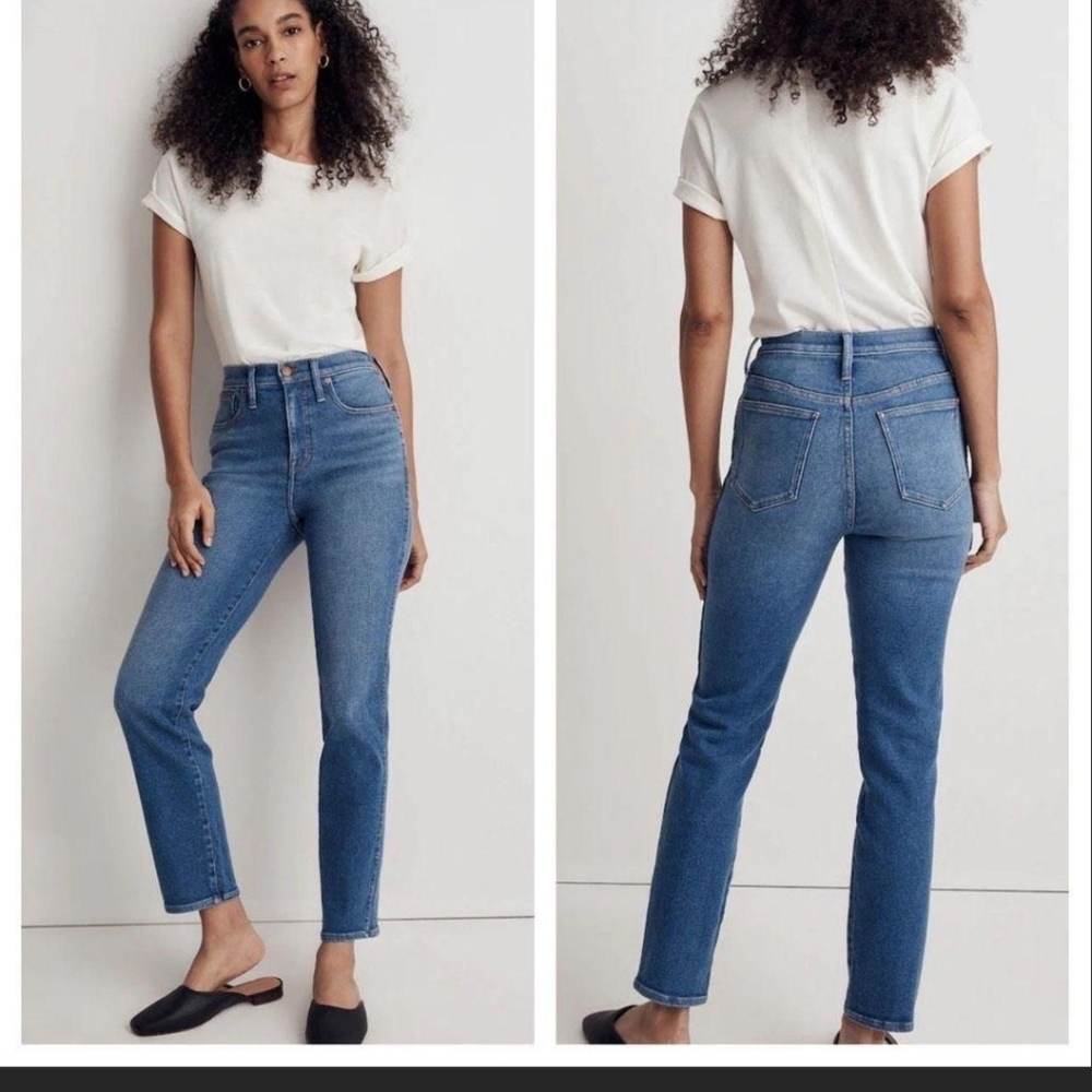 Madewell Stovepipe Blue Denim Jeans Womens Size 26 Medium Wash High Rise Classic